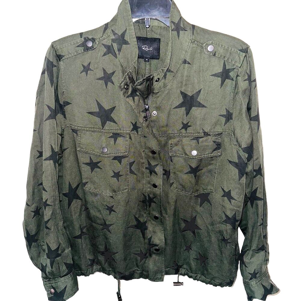 Rails Collins Sage Black Stars Print Utility Jack… - image 1